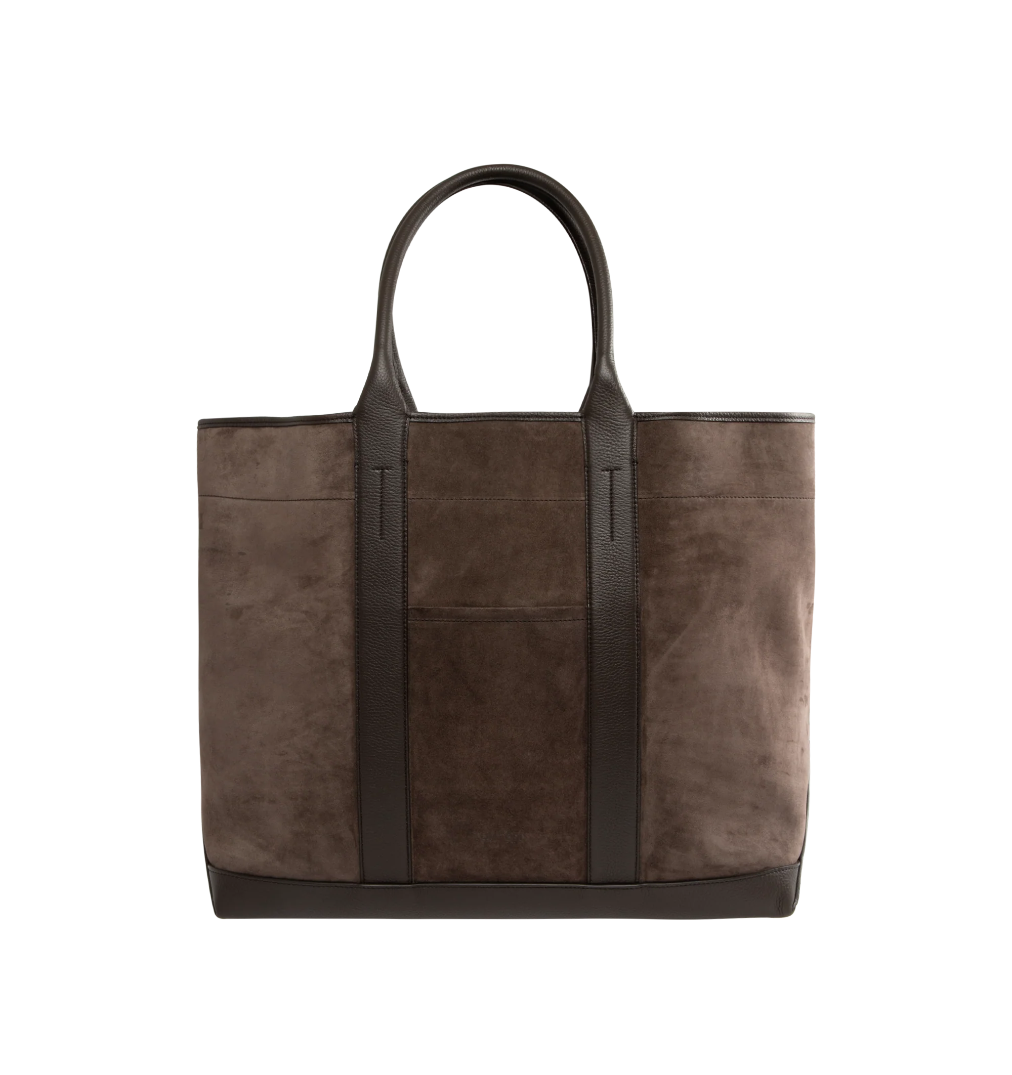 Image 1 of 3 - BROWN - Tom Ford Suede and Grain Leather Large Tote is crafted from luxurious suede and grain leather and features a spacious silhouette with top handles, refined leather trim, and an open interior for everyday organization. This designer leather tote combines timeless craftsmanship with elevated functionality for work, travel, and daily wear. Main Material: Suede and Grain Leather. Made in Italy.