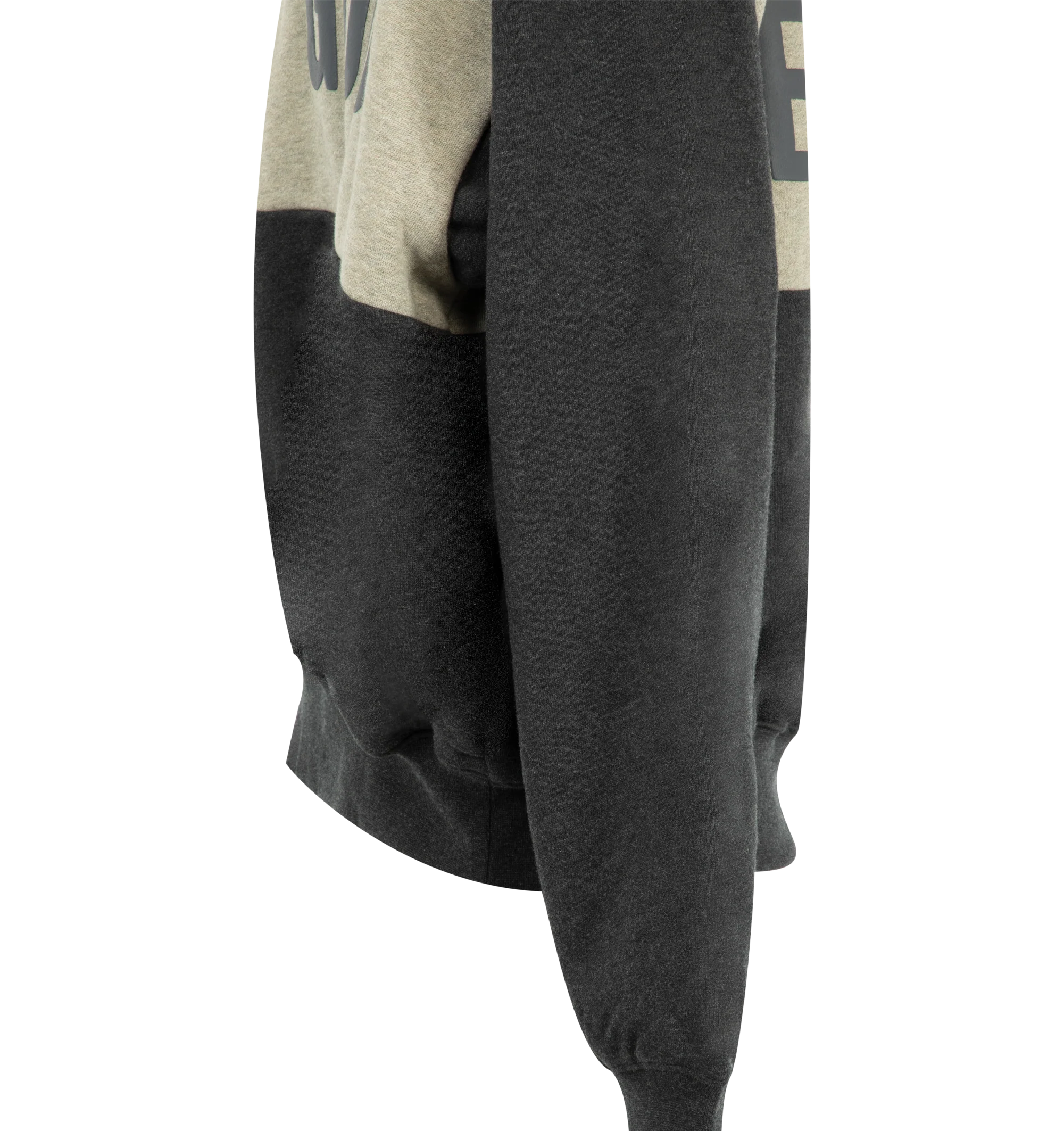 Image 3 of 3 - GREY - Fear of God Essentials Mens Cropped Relaxed Paneled Hoodie is crafted from heavyweight 380 GSM cotton-blend core fleece. Features a relaxed cropped fit, paneled construction, hood, side pockets, ribbed cuffs and hem, puff-printed Fear of God graphic at the front, puff-printed Essentials graphic at the back, and an Essentials signature label on the hood. Main Material: 80% Cotton, 20% Polyester.