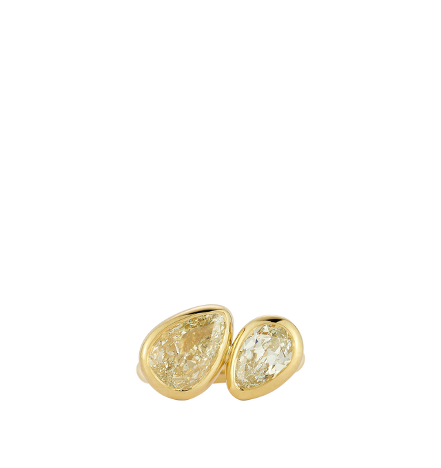 Image 2 of 2 - GOLD - JEMMA WYNNE Prive Diamond Pear Yin Yang Ring featuring One of a Kind, 18k Yellow Gold, Diamond Pear - 1.53cts (M color), Diamond Pear - 1.11cts (J color). Cheap Luxury Handbag Shop offers a range of initial pieces from this collection in-store. For personal consultation and detailed information about jewelry, please contact our dedicated stylist team at personalshopping@hirshleifers.com. This item may be restricted for online purchase to international clients. For assistance purchasing this item pl 