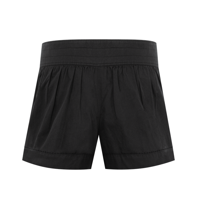 Image 2 of 3 - BLACK - ISABEL MARANT Cybila Short featuring tightly spaced pintucks to create volume, trimmed with delicate cotton picot lace at the cuffs and pockets, lightly padded waistband, hidden side-zip closure and front slant pockets. 100% cotton.
