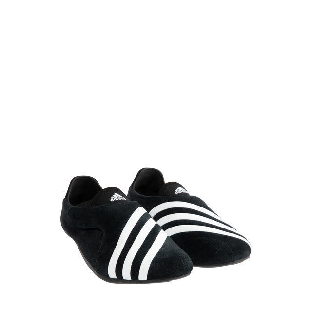 Image 2 of 5 - BLACK - Adidas Mens PW Vario Flat Earther Sneakers are crafted from leather and synthetic materials. Features a regular fit, leather and textile sockliner, rubber outsole, and COLD CEMENT construction. Upper: Leather and Synthetic; Sockliner: Leather and Textile; Outsole: Rubber. Made in Vietnam.