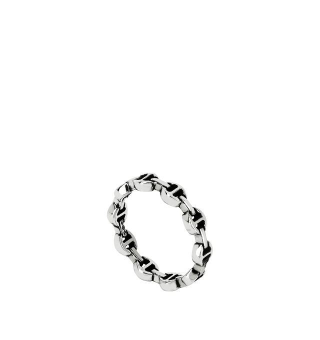 Image 2 of 2 - SILVER - HOORSENBUHS Micro Tri Link III Ring featuring sterling silver, classic tri-link band and 4.0mm band width. Cheap Luxury Handbag Shop offers a range of initial pieces from this collection in-store. For personal consultation and detailed information about jewelry, please contact our dedicated stylist team at personalshopping@hirshleifers.com.  