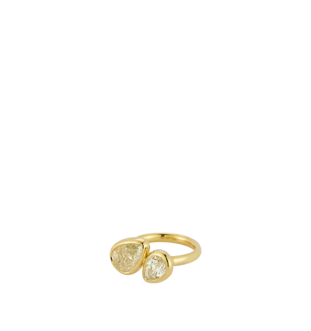 Image 1 of 2 - GOLD - JEMMA WYNNE Prive Diamond Pear Yin Yang Ring featuring One of a Kind, 18k Yellow Gold, Diamond Pear - 1.53cts (M color), Diamond Pear - 1.11cts (J color). Cheap Luxury Handbag Shop offers a range of initial pieces from this collection in-store. For personal consultation and detailed information about jewelry, please contact our dedicated stylist team at personalshopping@hirshleifers.com. This item may be restricted for online purchase to international clients. For assistance purchasing this item pl