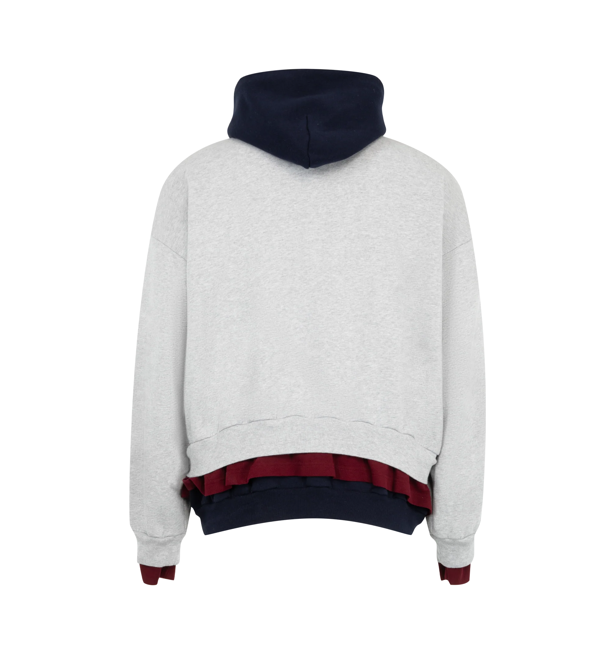 Image 2 of 2 - GREY - Balenciaga Men's Logo-Embroidered Cotton Hoodie is crafted from soft cotton jersey and features an embroidered logo, an adjustable drawstring hood, layered trim detailing, and ribbed cuffs and hem. This designer cotton hoodie combines a classic silhouette with signature Balenciaga styling for elevated everyday wear. Main Material: 100% Cotton. Made in Portugal. 