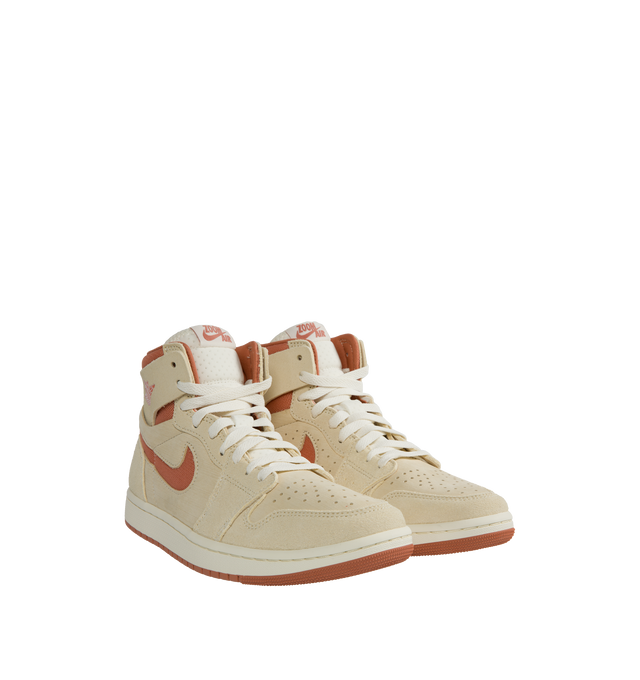 Image 2 of 5 - NEUTRAL - Air Jordan 1 Zoom CMFT 2 Sneakers crafted from premium suede and Jordan Brand's signature Formula 23 foam for superior comfort. Nike Air technology absorbs impact for cushioning with every step. Suede in the upper and toe breaks in easily and conforms to your feet. Jordan Formula 23 foam keeps your feet extra padded. 