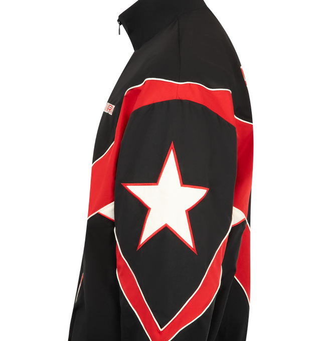 Image 3 of 3 - BLACK - AMIRI Sport Windbreaker featuring front zip closure, side seam pockets, front and back embroidered logo, elasticized ribbed trim and midweight ripstop fabric. 100% polyester. Made in Italy.