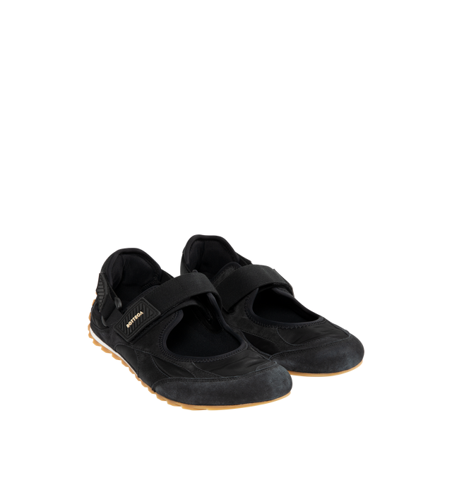 Image 2 of 5 - BLACK - BOTTEGA VENETA Orbit Flash Mary Jane Sneaker featuring a mary jane silhouette, lightweight tech mesh and adjustable straps with hook-and-loop closure. Textile and synthetic upper. Textile lining. Rubber sole. Made in Italy. 