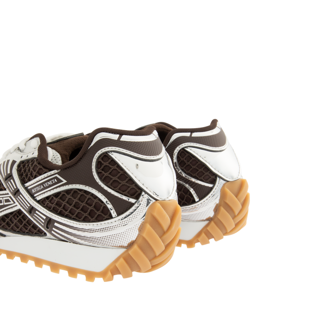 Image 3 of 5 - BLACK - Bottega Veneta Sneakers featuring mechanical textile upper, rubber sole, lace-up front, padded collar and tongue with Bottega Venneta logo detail at tongue. Made in Italy.