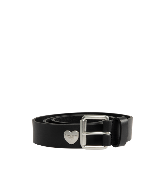 Image 1 of 2 - BLACK - CARHARTT WIP Tylor Belt featuring genuine leather belt with studded branding trim and buckle closure. 42" L x 1" H. Made in Italy.