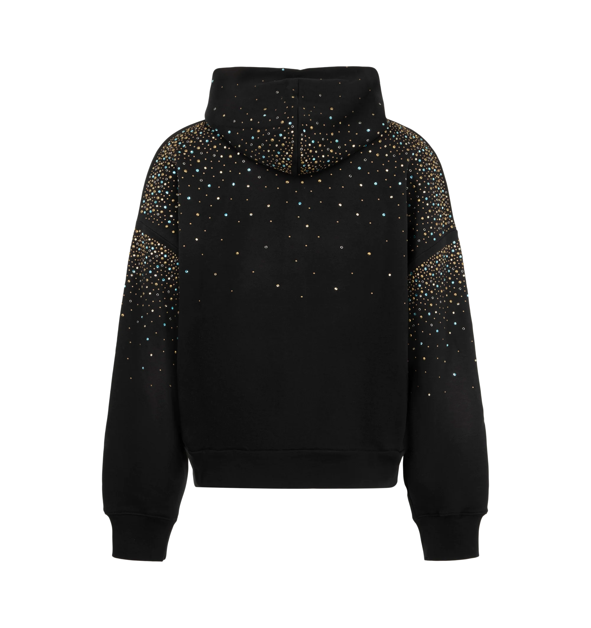 Image 2 of 2 - BLACK - Amiri Men's Crystal Oversized Zip Up Hoodie is crafted in cotton with crystal embellishments, full zip closure, a hoodie, and kangaroo pockets.