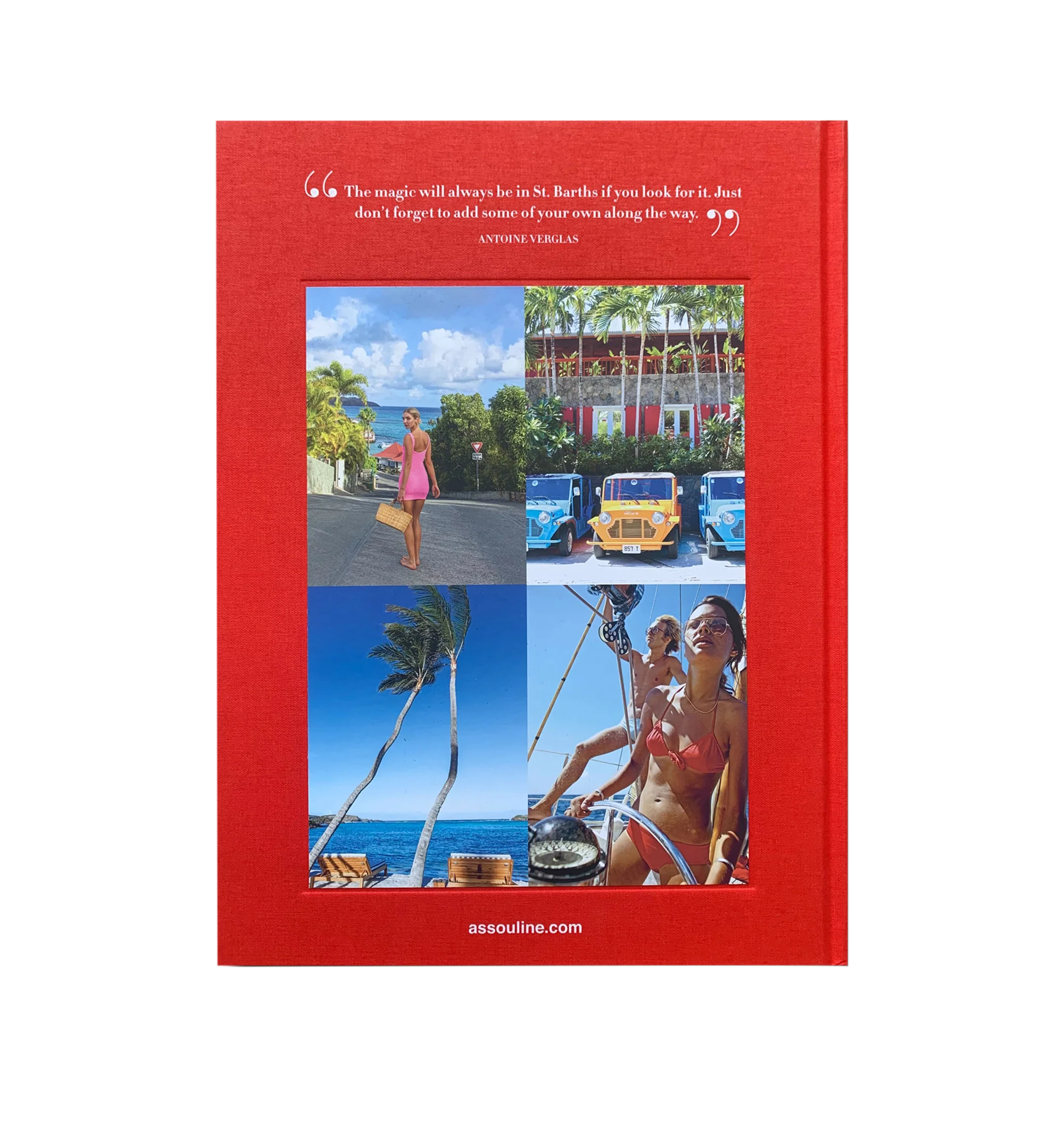 Image 3 of 5 - RED - ASSOULINE St. Barth's Freedom by Author Vassi Chamberlain. Linen hardcover book with 280 pages featuring over 200 illustrations. Language: English. Dimensions: W 10 x L 13 x D 1.5. R. St. Barths, a mix of luxury and simplicity, offers a haven of legends, wild nights, and celebrity allure. From the bustling Gustavia port to exclusive dining and world-class events, the island vibrates with excitement and elegance. St. Barths Freedom invites readers to experience its vibrant energy, from