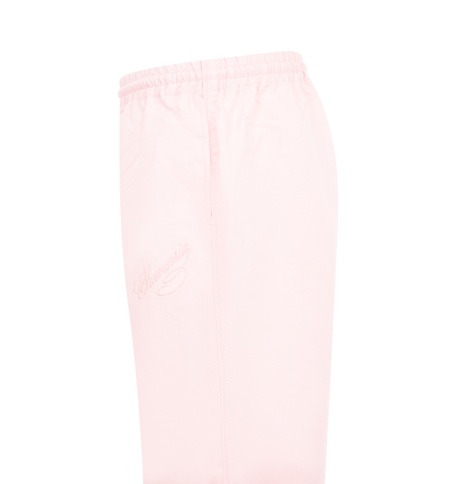 Image 3 of 3 - PINK - WILLY CHAVARRIA Ruff Rider Track Pant featuring pull-on styling with elastic waistband, 3-pocket design, embroidered logo detail at side and midweight melton fabric. 100% polyester. Made in USA. 