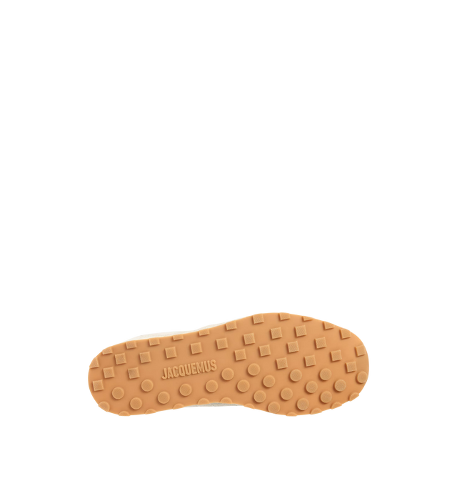 Image 3 of 4 - WHITE - JACQUEMUS Tennis Sneaker featuring soft crocodile-embossed suede, almond-shaped toe, flat laces, embossed logo on the tongue, embossed logo on the heel tab, removable leather-covered insole and rubber outsole in a round and square shape. 100% calf leather. Outsole: 100% thermoplastic polyurethane. Made in Portugal.