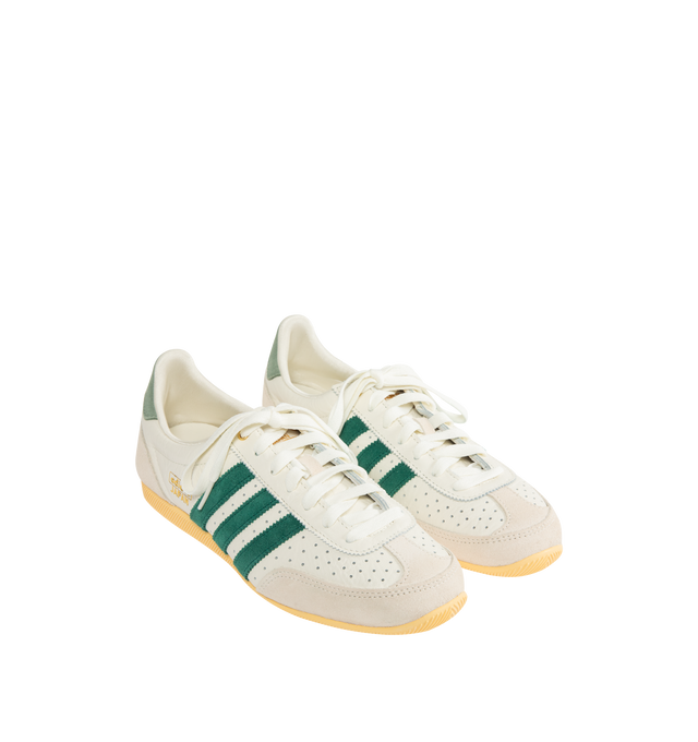 Image 2 of 5 - WHITE - ADIDAS Japan Shoe featuring regular fit, lace closure, tumbled perforated leather upper, textile lining and rubber outsole.