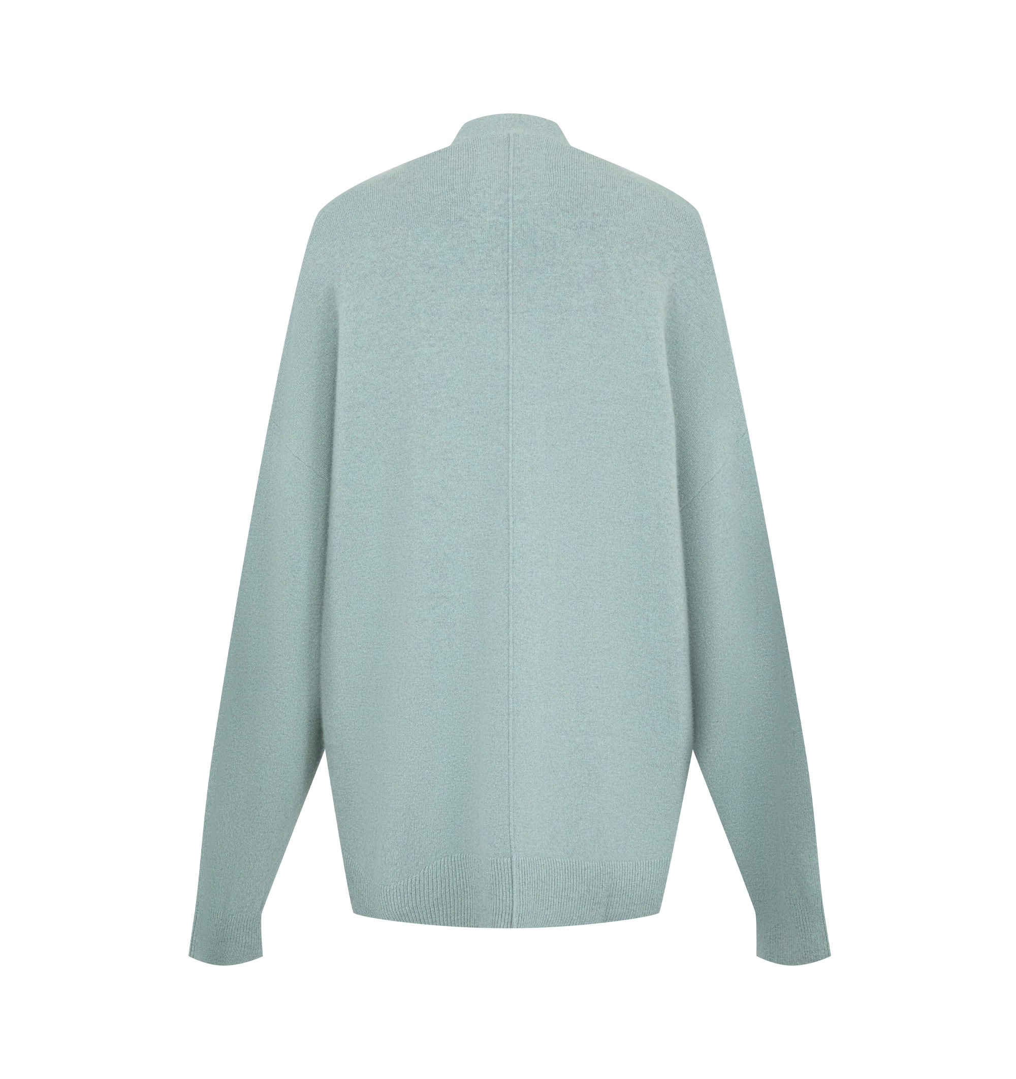 Image 2 of 2 - GREEN - Extreme Cashmere Women's N24 Tokio Cardigan Sweater is crafted from a premium cashmere blend and features a relaxed silhouette with dropped shoulders, two front patch pockets, and a unique side button that allows for adjustable styling. This designer cashmere cardigan combines exceptional softness with versatile functionality, while durable natural corozo buttons add a refined finishing touch. Main Material: 88% Cashmere, 10% Nylon, 2% Elastane. 