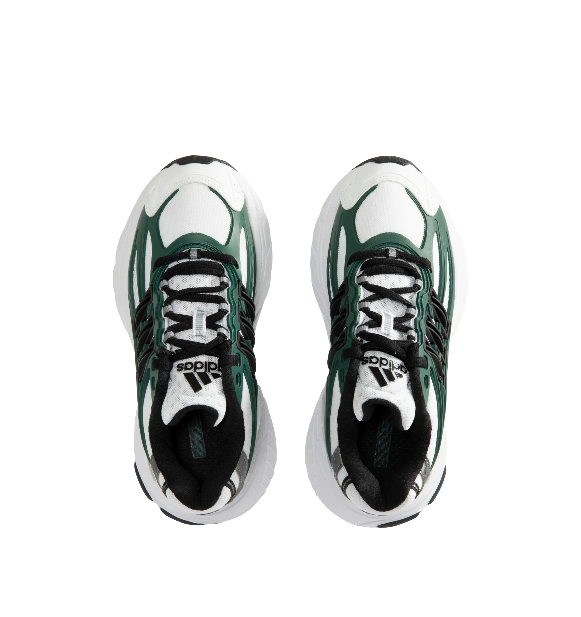 Image 5 of 5 - GREEN - Adidas Adistar XLG 2.0 Sneakers feature a Cloud White, Core Black, and Collegiate Green textile upper with an RPU-molded cage, reflective details, signature 3-Stripes, and a regular fit. A lace-up closure, textile lining and insole, responsive Adiprene heel cushioning, and a durable Adiwear outsole complete the design. Upper: Textile and Other Materials. Lining and Insole: Textile. Sole: Other Materials. Imported.