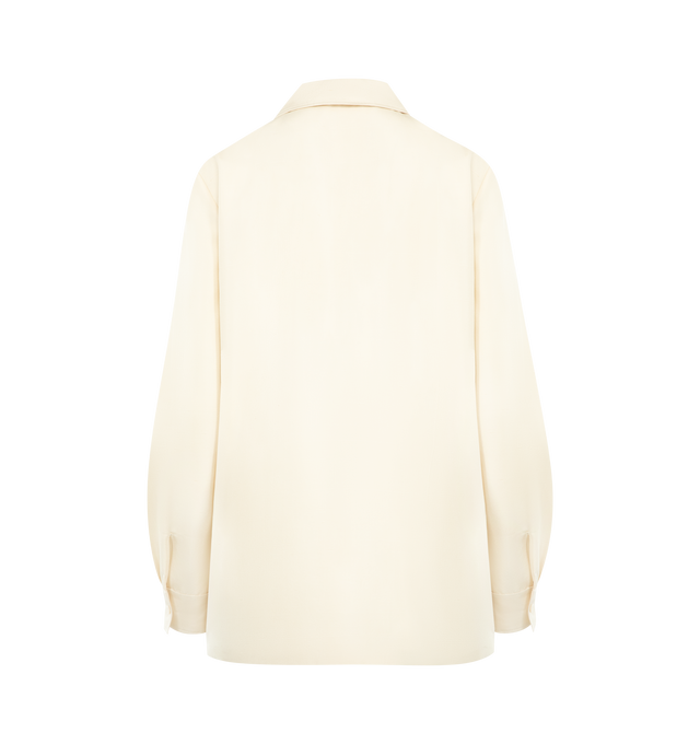Image 3 of 3 - YELLOW - THE ROW Lucetta Shirt featuring classic button-up shirt in richly textured silk shantung with regular fit, front patch pockets and exposed front placket with horn buttons. 100% silk. Made in Italy.