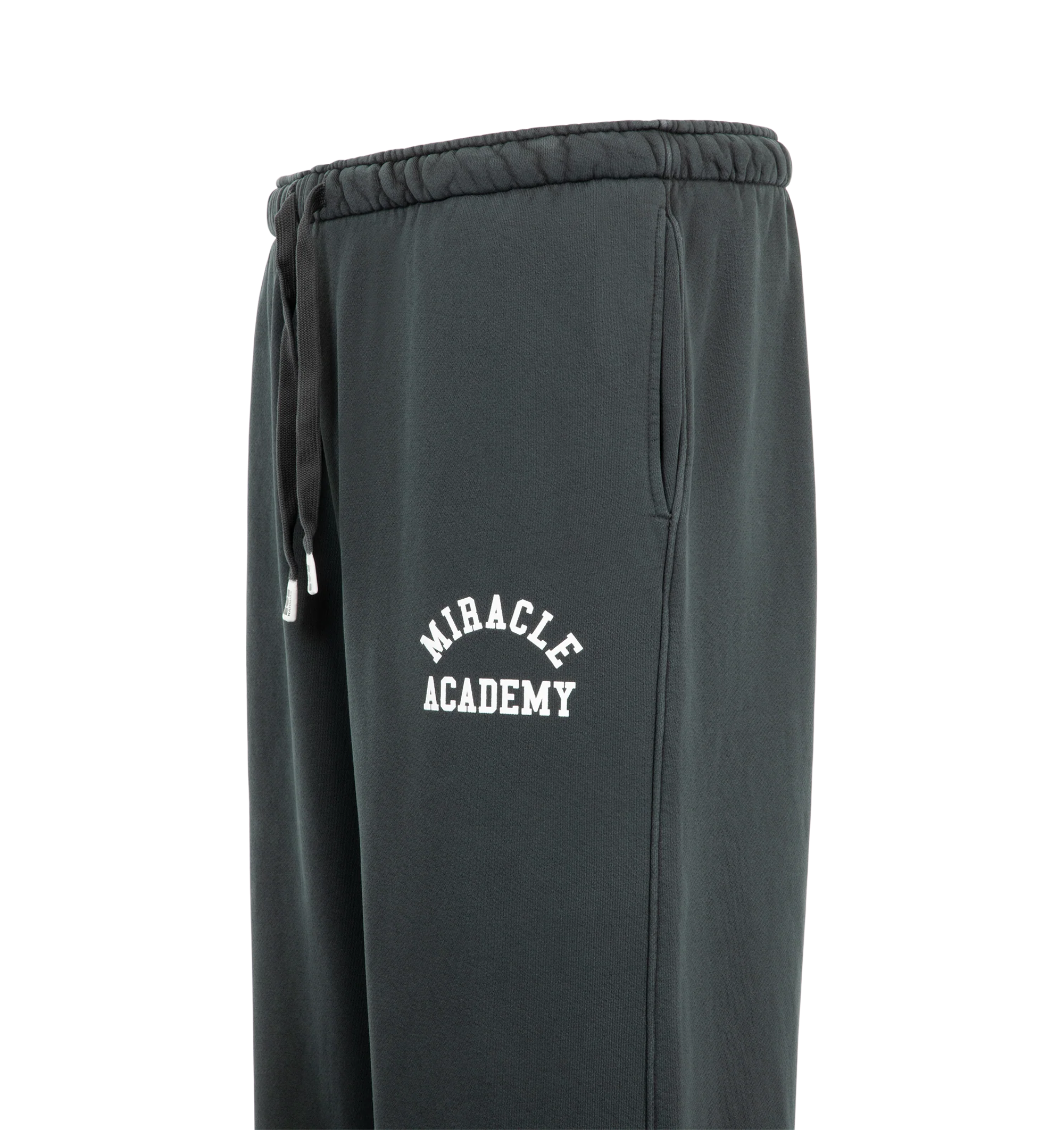 Image 3 of 3 - BLACK - Nahmias Men's Miracle Academy Wide Sweatpants are crafted from premium French terry cotton and made in Los Angeles for superior comfort and everyday wear. Material: 100% Cotton, French Terry