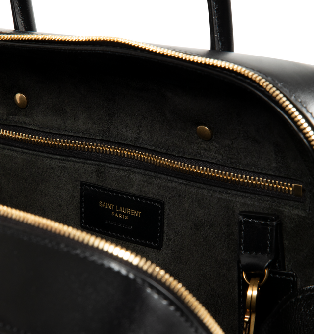 Image 3 of 3 - BLACK - SAINT LAURENT Sac De Jour featuring smooth leather, structured bag, top handles for hand carry, a wide double-zip opening, leather lining, bronze-tone hardware, zip closure, one zip pocket and one flat pocket. 9.8" x 7.5" x 3.5". Calfskin. Made in Italy.