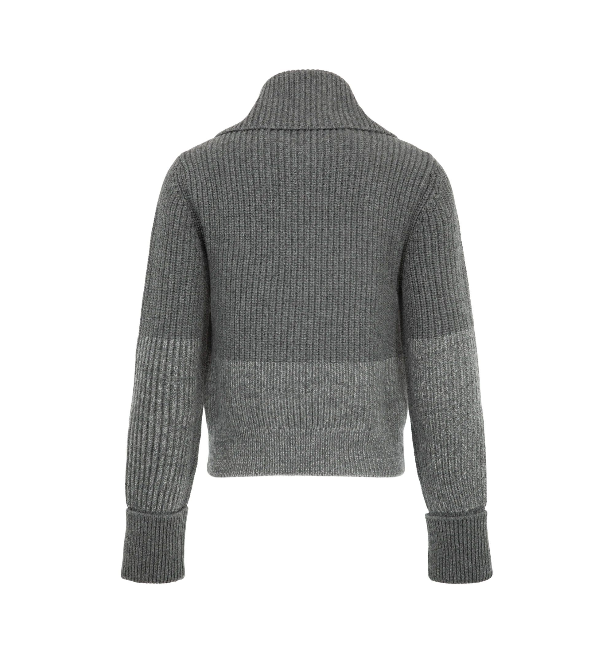 Image 2 of 2 - GREY - Bottega Veneta Women's Wool Cashmere Sweater is crafted from an english rib knit and features a coaxial leather zipper pull. Designed with a regular fit, it is finished with a half-zip closure and refined ribbed construction. Main Material: 50% Cashmere, 50% Wool. Made in Italy.