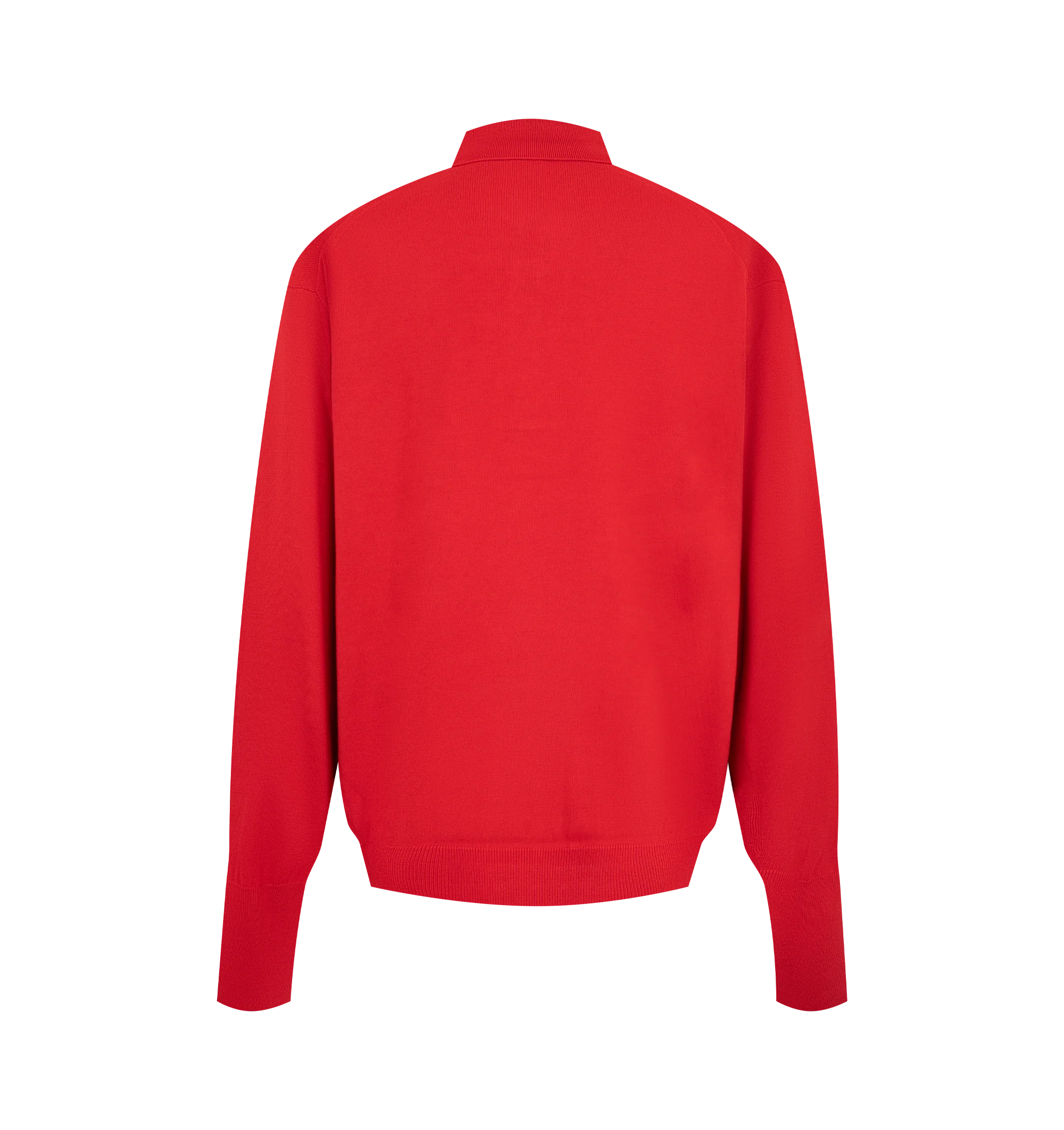 Image 2 of 2 - RED - A.Presse Men's Wool Knit Long-Sleeve Polo Shirt is crafted from high-gauge wool knit and features a refined long-sleeve polo silhouette. Designed with a classic polo collar and clean, minimalist construction that highlights the quality and texture of the knit. Main Material: 100% Wool. 