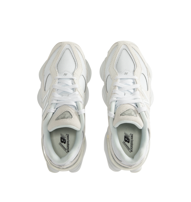 Image 5 of 5 - WHITE - NEW BALANCE 9060 Sneaker featuring dual-density midsole, ABZORB and SBS cushioning, tongue logo inspired by original 991 lace jewel, translucent CR device at heel and diamond outsole pattern inspired by classic 860 design.