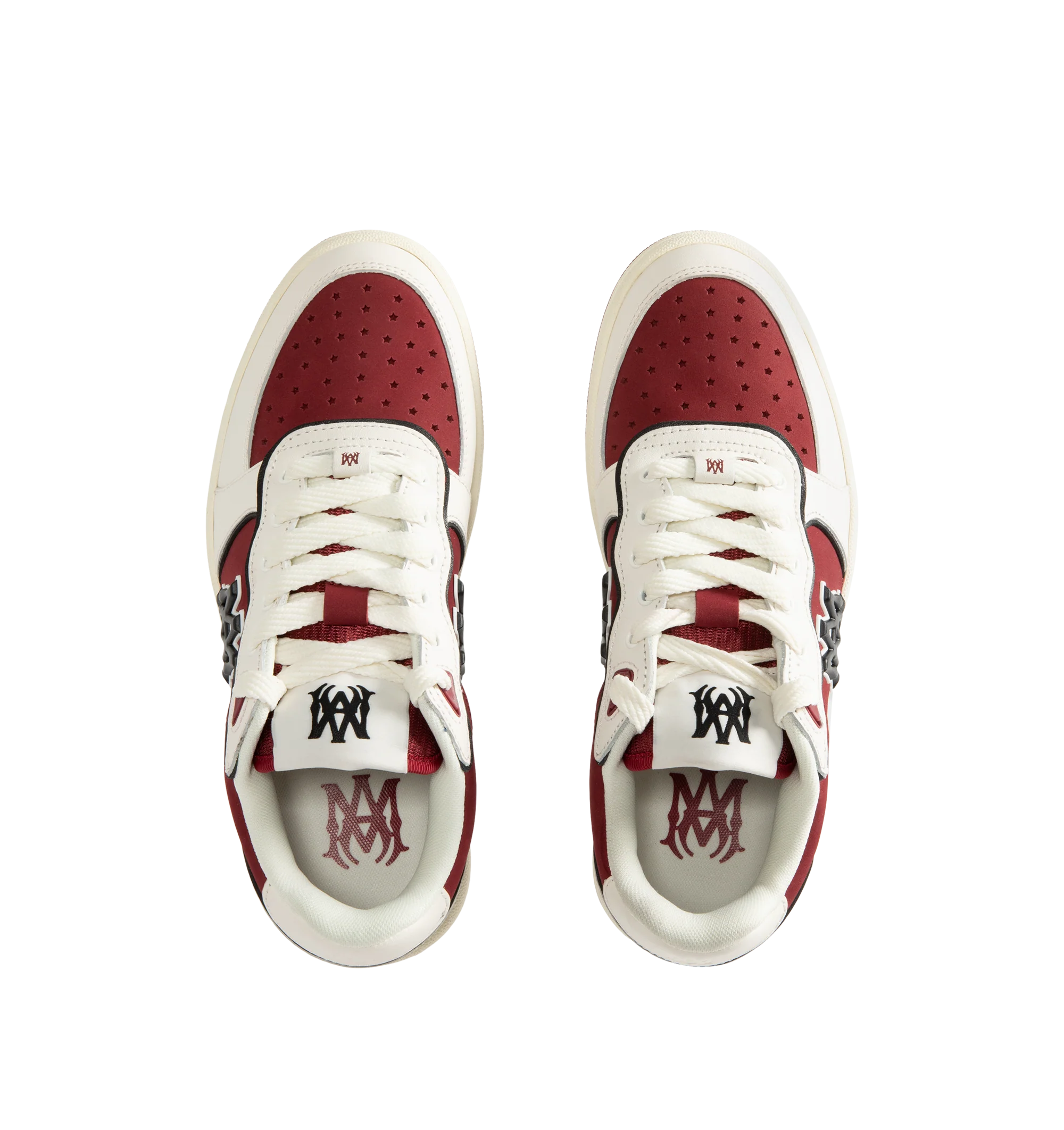 Image 5 of 5 - RED - Amiri Men's Newport Sneaker is crafted on a patinated two-tone leather and suede material on a rubber sole illustrated with the MA icon.