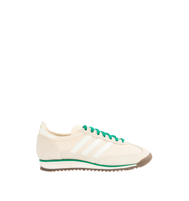 Image 1 of 5 - WHITE - ADIDAS SL 72 OG Sneakers featuring a mixed leather and textile upper, regular fit, lace closure, leather sockliner, flexible rubber outsole and iconic 3-Stripes and Trefoil branding.