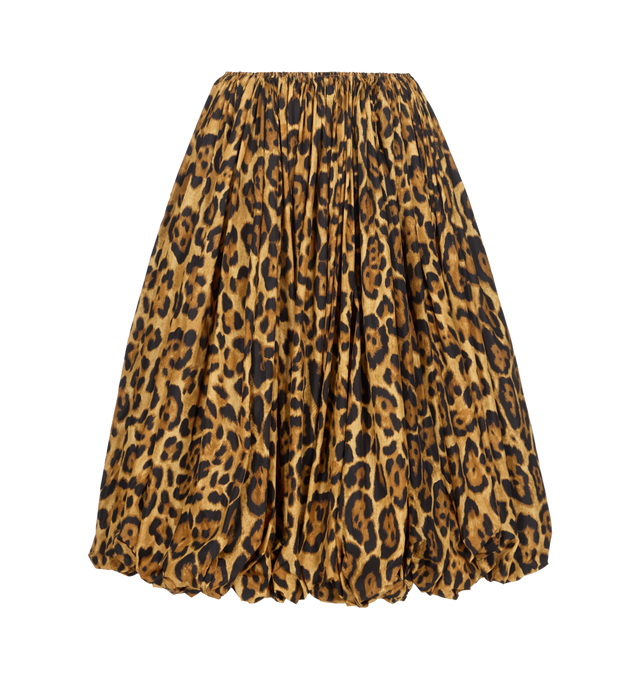 Image 1 of 1 - MULTI - Azzedine Alaia A-Line Skirt is crafted in ocelot printed taffeta, featuring a mid elasticated waist, tucked bubble hemline, is ankle length with a voluminous fit. Material: 100% Polyamide taffeta. Made in Italy