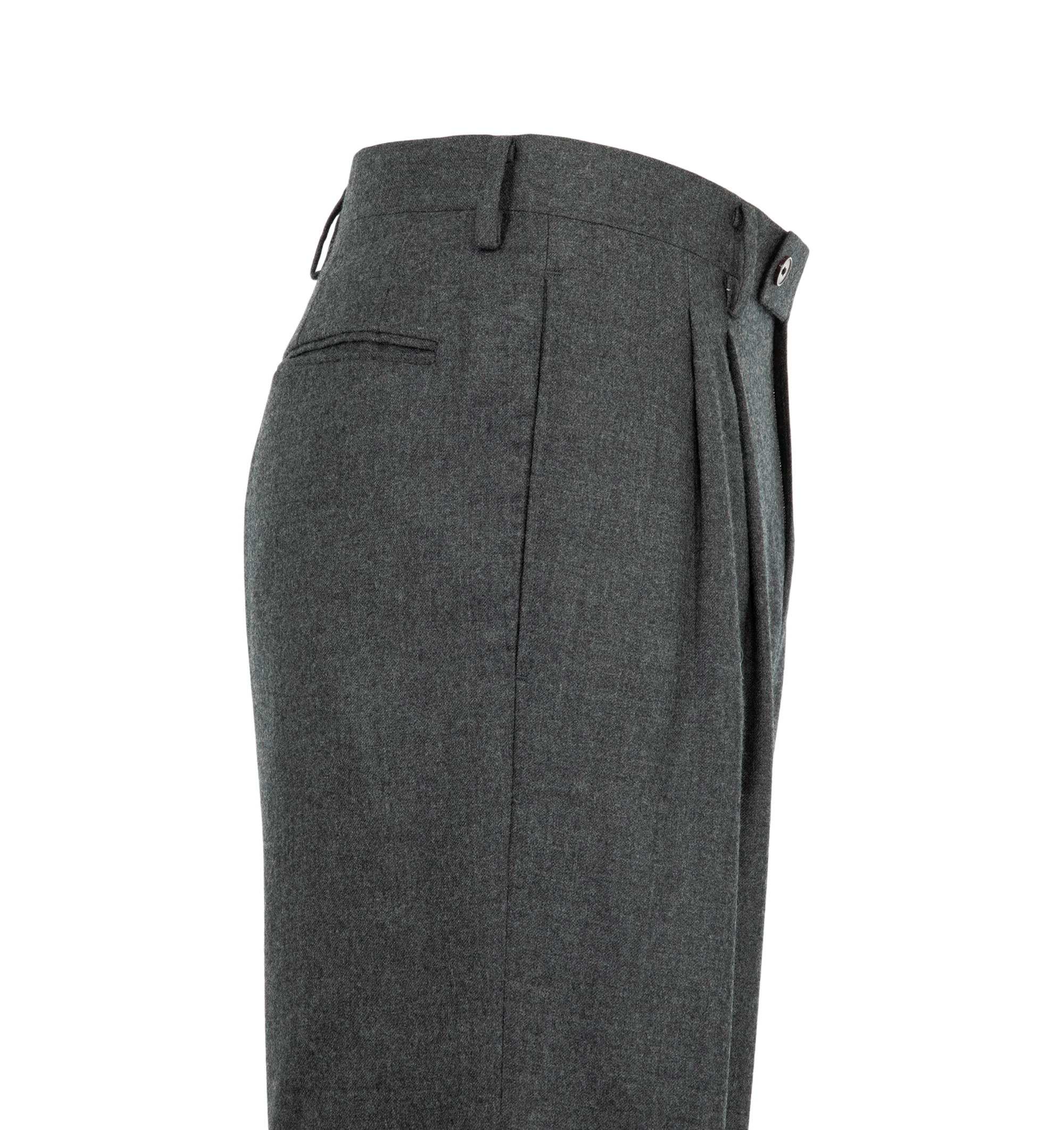 Image 3 of 3 - GREY - Auralee Men's Super Light Wool Two-Tuck Slacks are crafted from lightweight wool velvet with a subtle luster and a smooth, supple hand. Finished with two front tucks, these trousers are cut in a relaxed fit with a wide leg. Wool 100%.