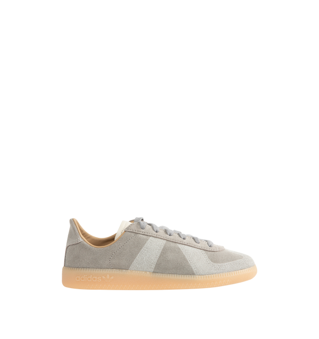 Image 1 of 5 - GREY - Adidas Mens BW Army Decon Shoes are crafted from leather with premium suede overlays. Features a regular fit, lace-up closure, leather sockliner, rubber outsole, and Trefoil and adidas logo detailing on the tongue, sockliner, and tooling. Upper: Leather with Suede Overlays; Sockliner: Leather; Outsole: Rubber. Made in Vietnam.