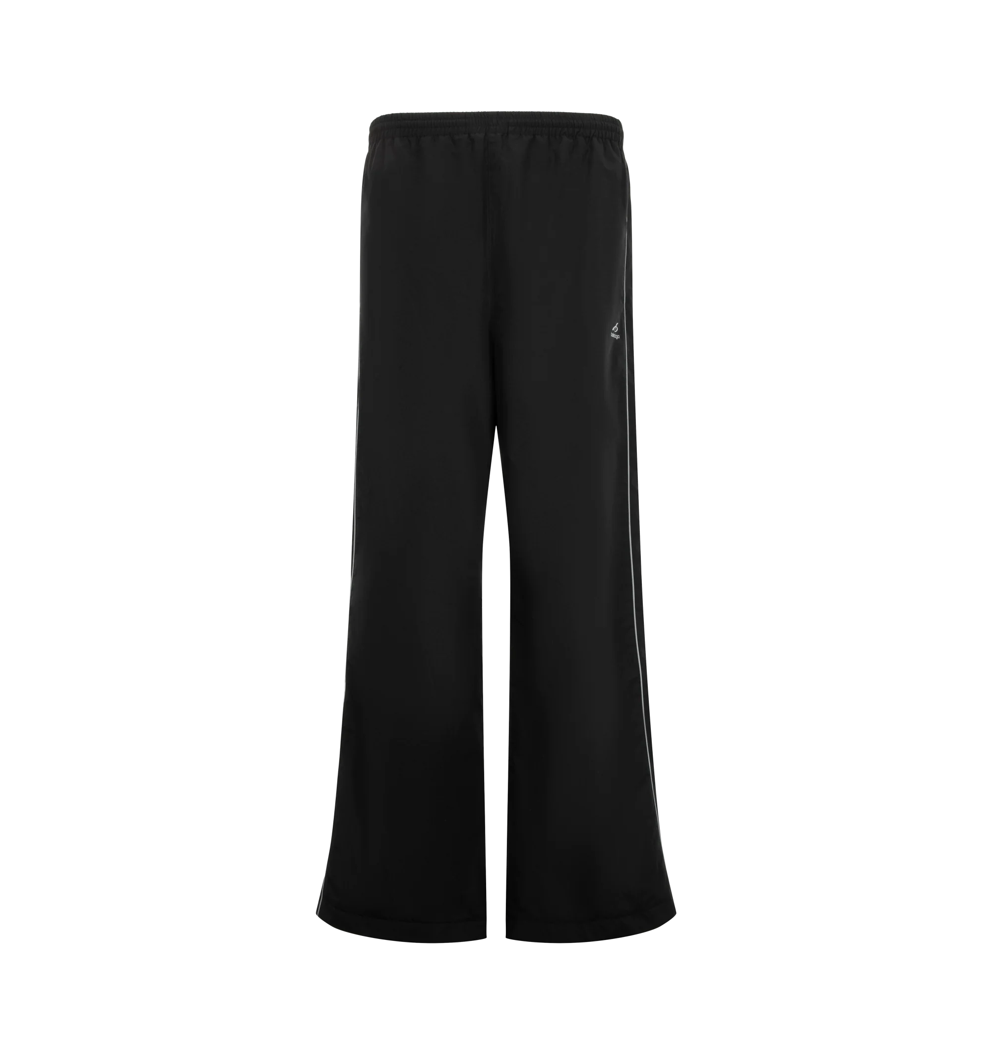 Image 1 of 3 - BLACK - Balenciaga Men's Bodies Tracksuit Pants are crafted from technical cotton poplin and feature a mid-rise silhouette with an elasticated waistband. Reflective piping, two slash pockets, and reflective-effect Bodies artwork printed at the front complete the design. Main Material: 50% Cotton, 50% Polyamide. Lining: 100% Polyester. Made in Italy.