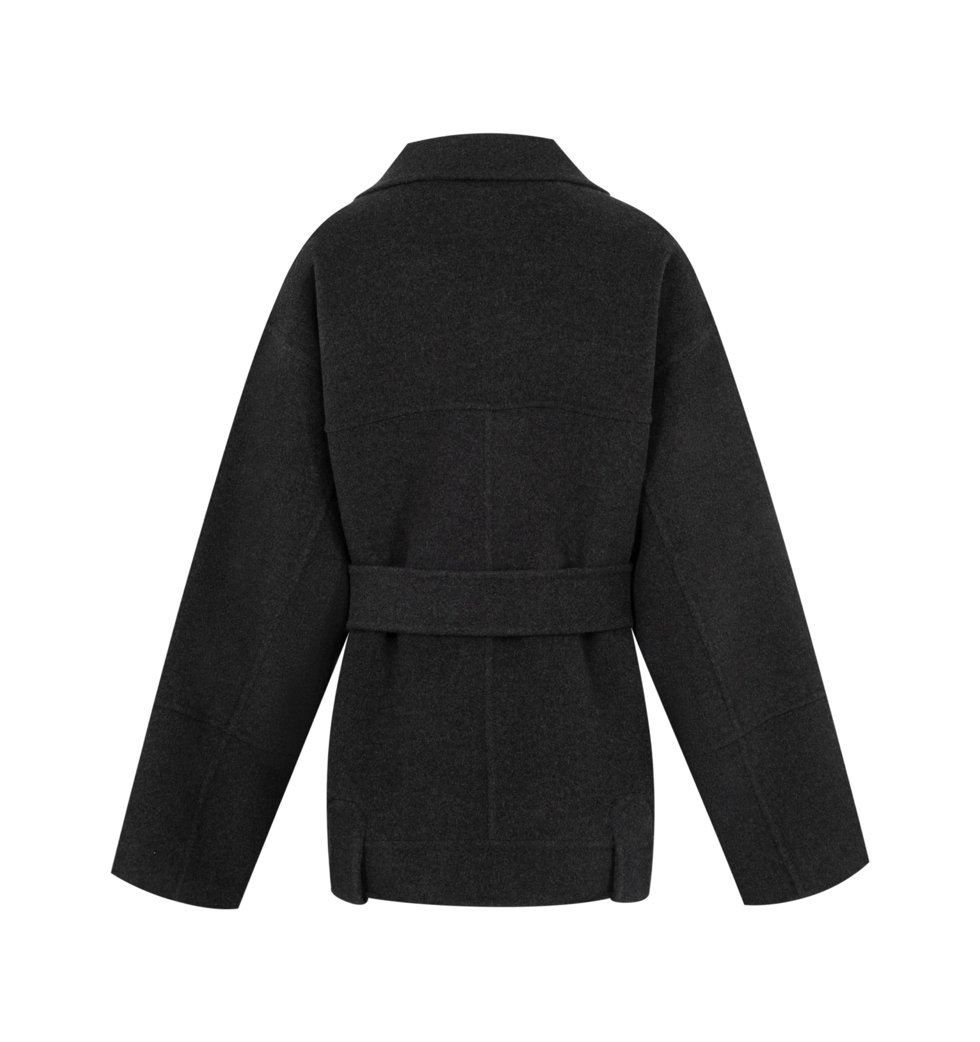 Image 2 of 2 - BLACK - Khaite Womens Belted Coat is crafted from wool. Features a relaxed silhouette, detachable self-tie belt, side welt pockets, and a clean tailored finish. Main Material: 100% Wool. Made in Italy.