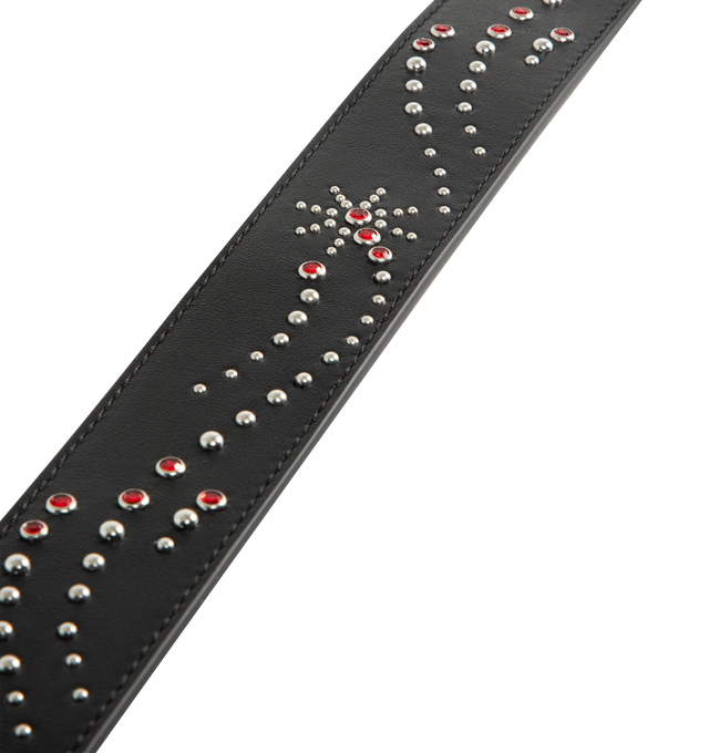 Image 3 of 3 - BLACK - AMIRI MA Stud 4cm Belt featuring rhinestone rivets, stud embellishments and custom MA icon hardware. 100% leather. Made in Italy. 