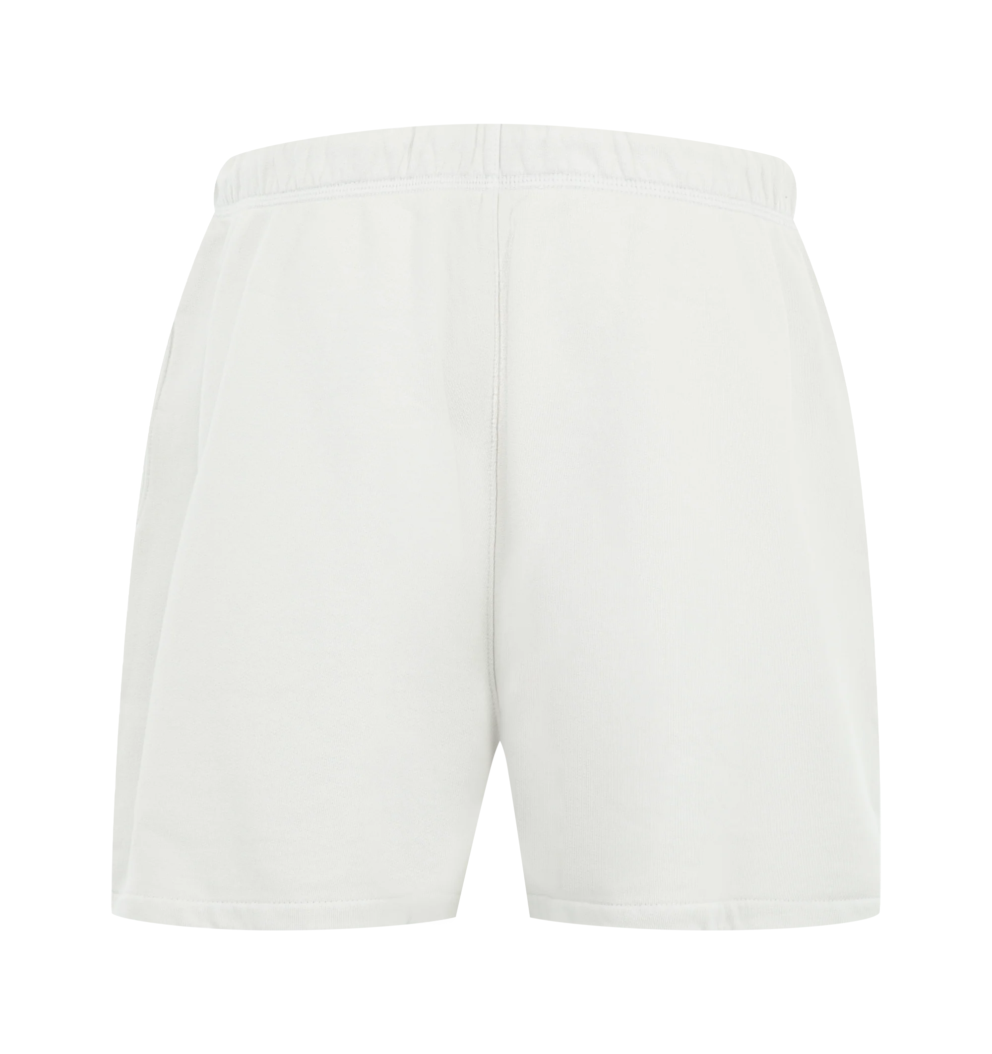 Image 2 of 3 - WHITE - Fear of God Essentials Womens Classic Sweatshorts are crafted from heavyweight cotton fleece with a pigment-dyed finish. Feature a relaxed classic fit, elasticized waistband with adjustable drawcord and bungee, side-seam pockets, and signature Essentials label. Main Material: 100% Cotton. Imported.