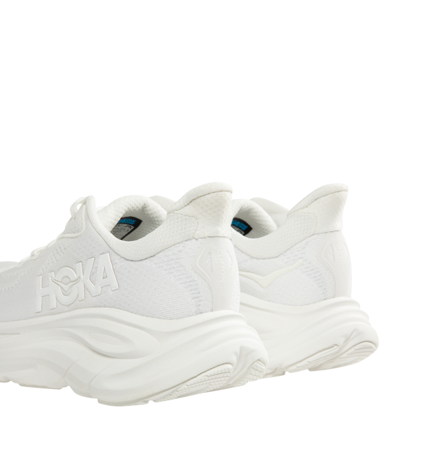 Image 6 of 10 - BLACK - HOKA Clifton 10 Sneaker featuring jacquard knit, reflective upper details, smooth MetaRocker, rearfoot-focused Active Foot Frame, CMEVA midsole, molded EVA sockliner and inherently durable abrasion rubber.