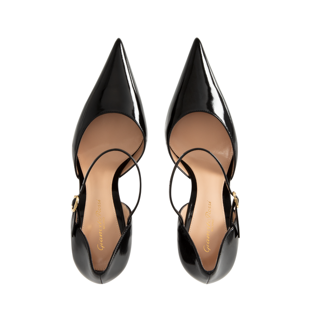 Image 4 of 4 - BLACK - GIANVITO ROSSI Sofia D'Orsay featuring pointed-toe pump, front Mary-Jane strap embellished with the signature Ribbon buckle and a 95mm stiletto heel. 100% NAPPA. Handmade in Italy.