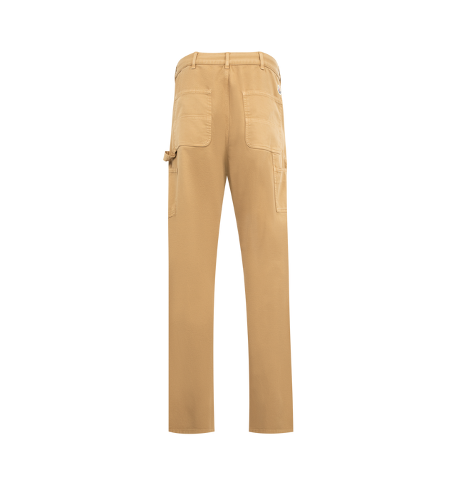 Image 2 of 3 - BROWN - MONCLER Cargo Cotton Blend Gabardine Pants featuring a cotton blend gabardine, waistband with drawstring fastening, zipper closure, back pockets and logo patch. 98% cotton, 2% elastane/spandex. 