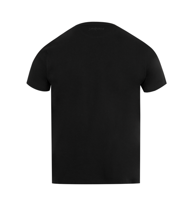 Image 2 of 2 - BLACK - SAINT LAURENT Small Fit T-Shirt featuring short-sleeves, crewneck and fitted silhouette. Cotton. Made in Italy. 