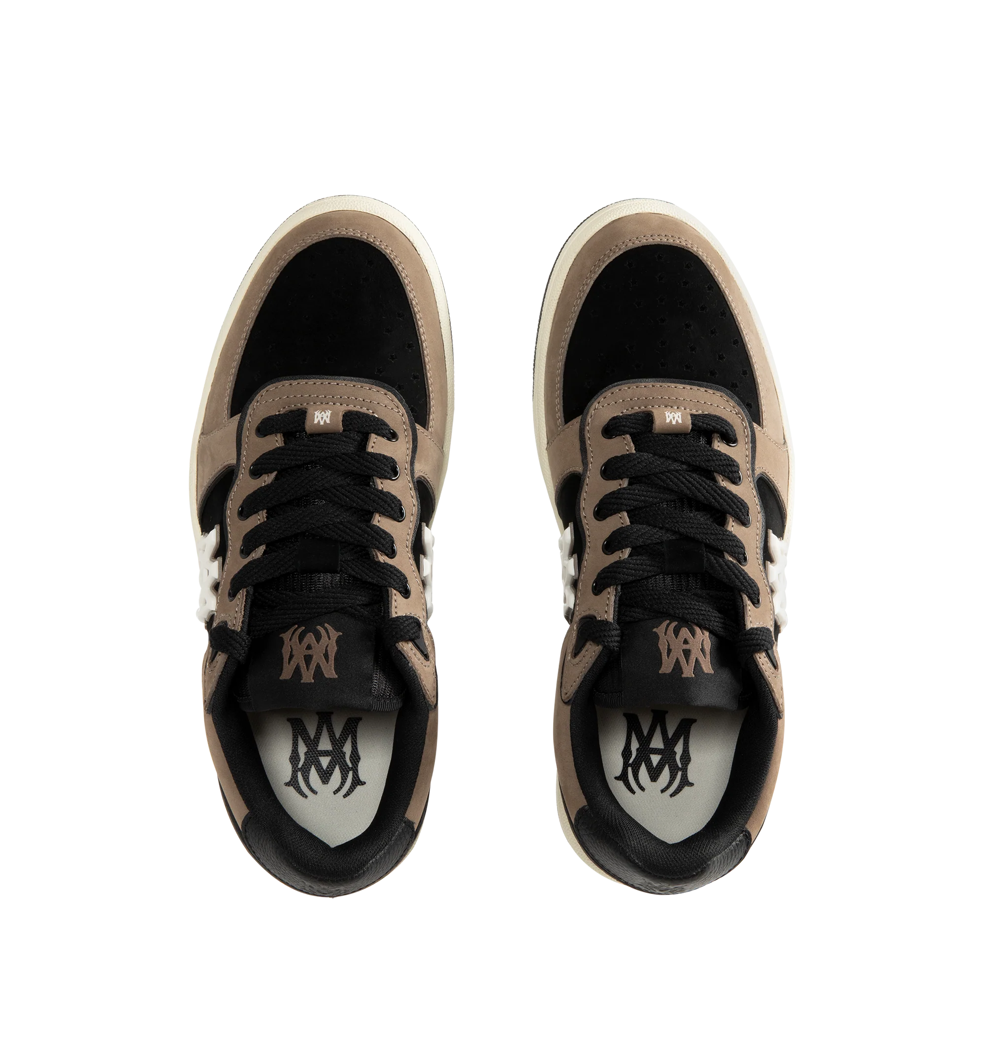 Image 5 of 5 - BROWN - Amiri Men's Newport Sneaker is crafted on a patinated two-tone leather and suede material on a rubber sole illustrated with the MA icon.