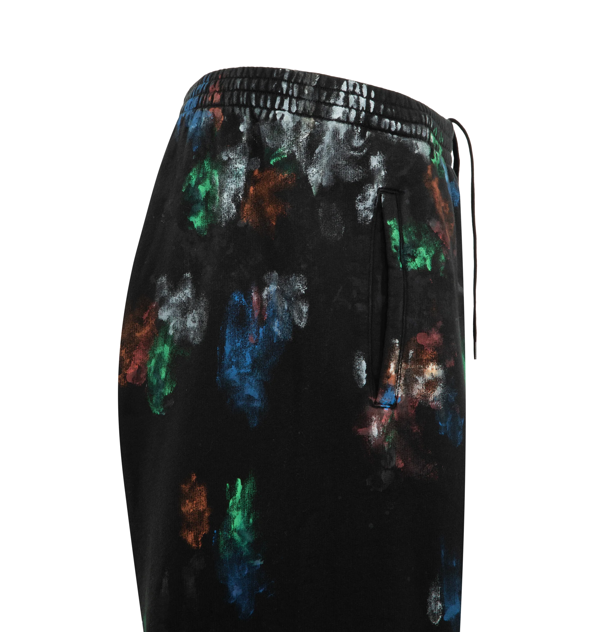 Image 3 of 3 - BLACK - BALENCIAGA Painter's Baggy Sweatpants featuring dry fleece, mid-waist, elasticated waistband, 2 slash pockets, Painter's shirt artwork on the front and the back and tone-on-tone loop sports icon embroidery on left leg. 100% cotton. Made in Portugal.  