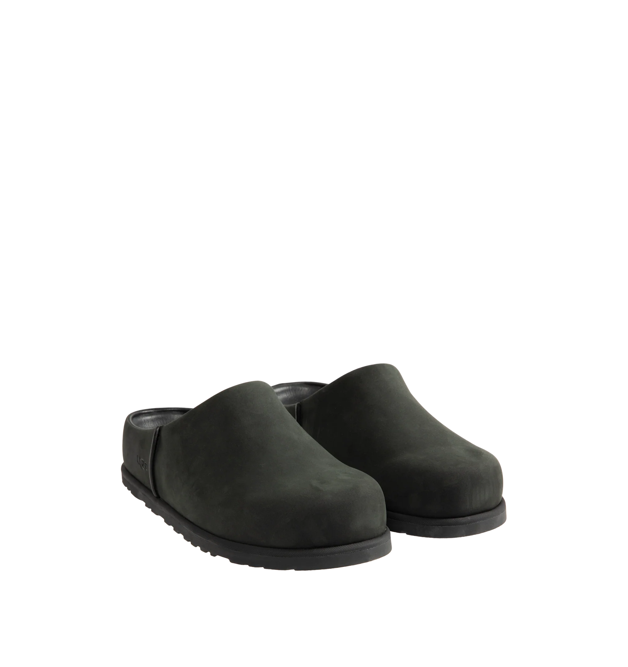 Image 2 of 4 - BLACK - UGG Men's Otzo Clog built with a luxe nubuck upper, thoughtful knit + leather lining, and a contoured footbed for steady movement. This clog has easy slip-on style with all-day comfort. Waterproof leather, nubuck upper, leather and wool jersey lining with peppermint-based anti-odor treatment. Contoured EVA footbed, lightweight rubber outsolewith embossed UGG logo. 