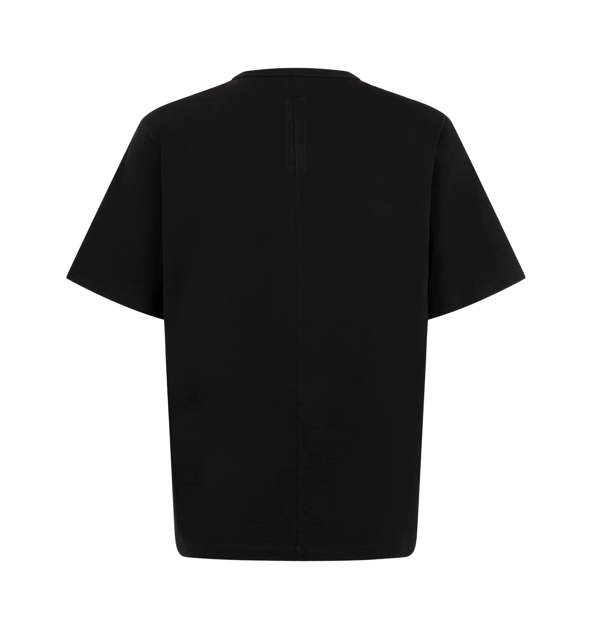 Image 2 of 2 - BLACK - Rick Owens Mens Brad T-Shirt is crafted from mediumweight organic cotton jersey. Features a below-hip length, classic square-cut fit, crew neckline with ribbed trim, short sleeves, level shoulder seams, and signature center back seam. Main Material: 100% Organic Cotton. Made in Italy.