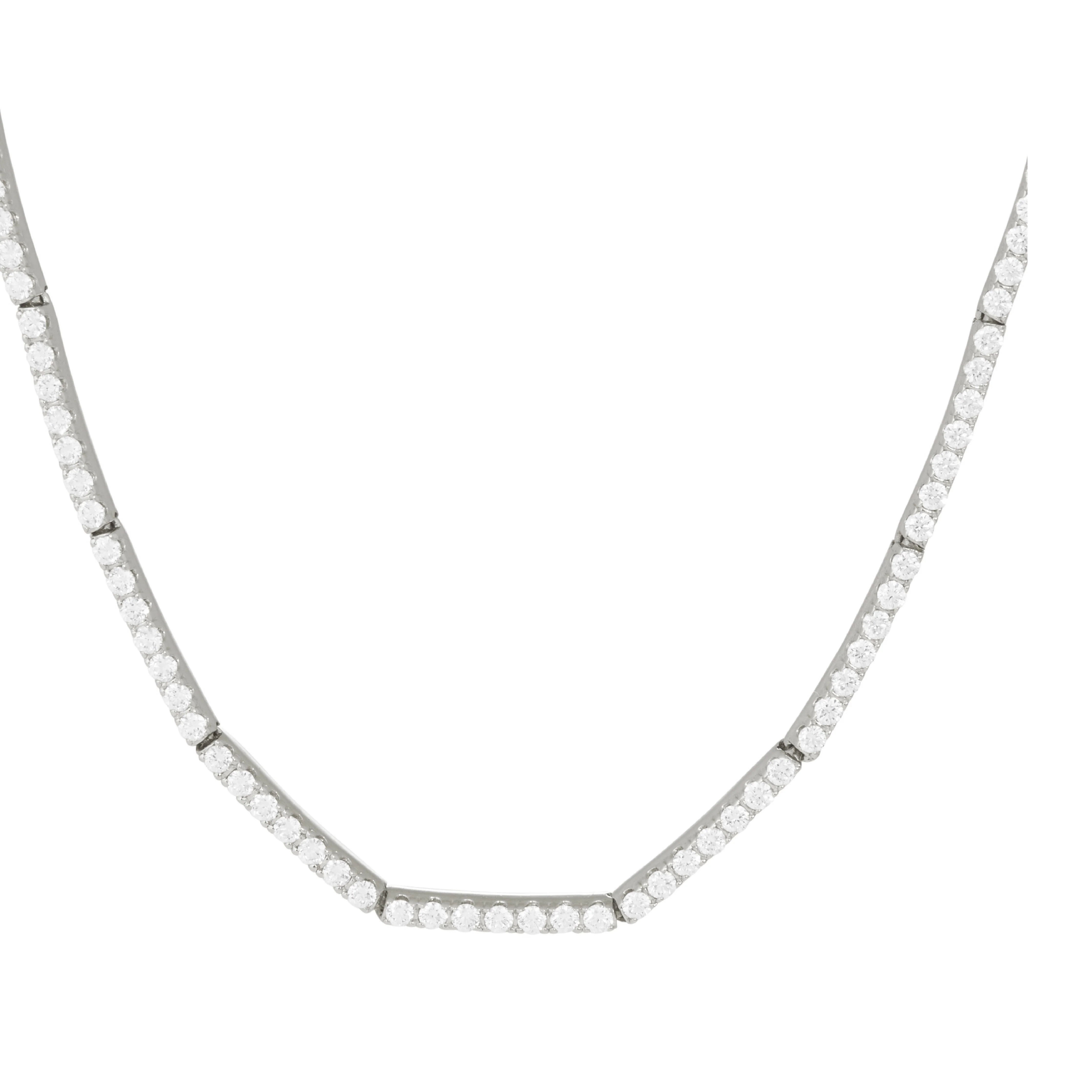 Image 2 of 2 - SILVER - SIDNEY GARBER Lyra Diamond Necklace featuring diamonds set in delicate bars, diamonds 2.00CT and 18k gold. 15 inches. 