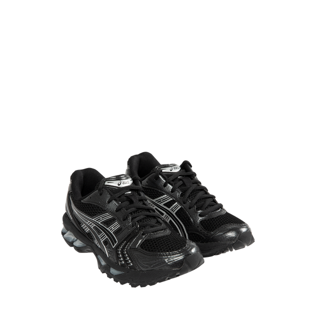 Image 2 of 5 - BLACK - Asics GEL-Kayano 14 Sportstyle Sneakers are lace-up style with rip-stop underlays, GEL cushioning, and TRUSSTIC support system. Unisex style in men's sizes.