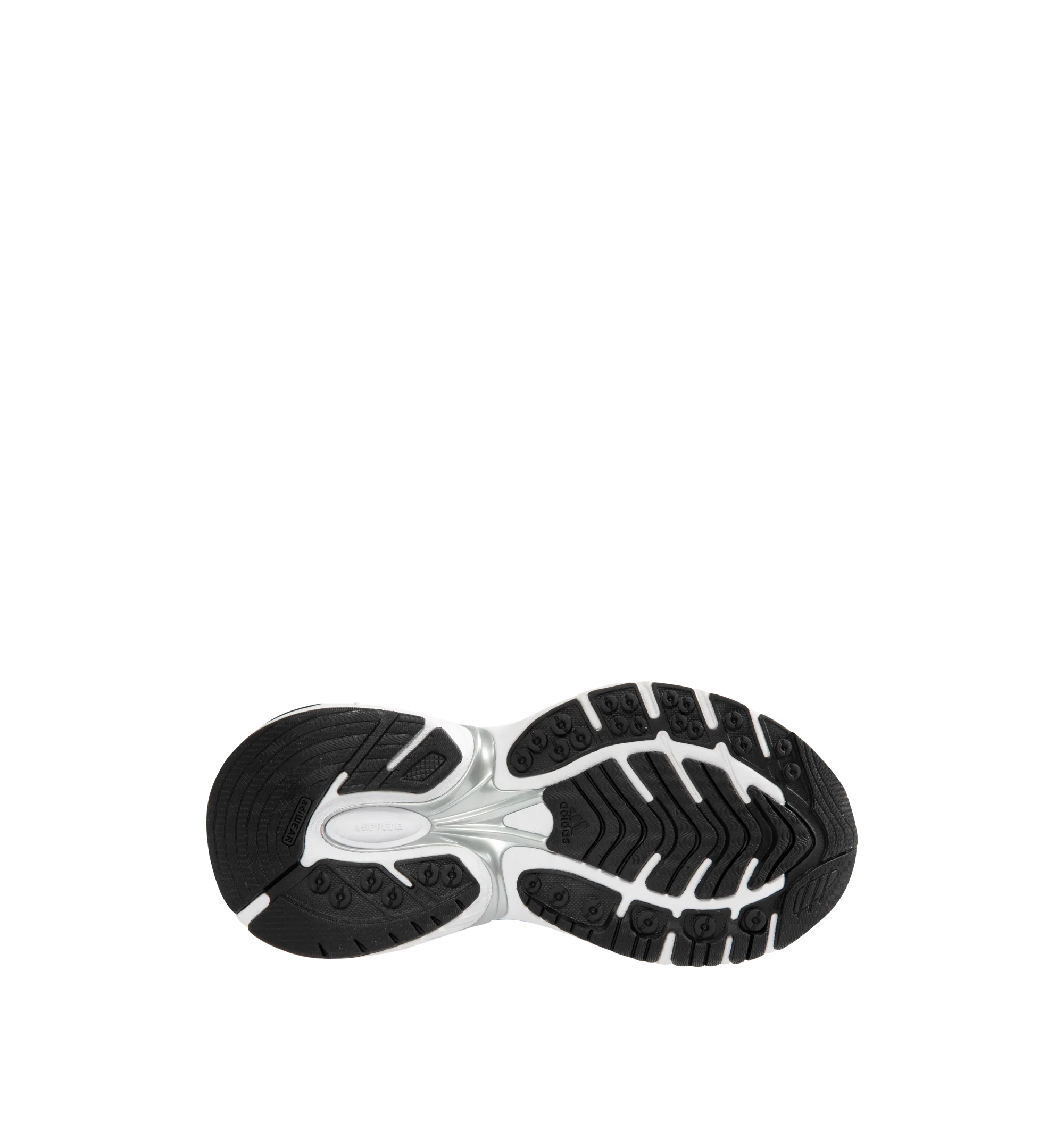 Image 4 of 5 - GREEN - Adidas Adistar XLG 2.0 Sneakers feature a Cloud White, Core Black, and Collegiate Green textile upper with an RPU-molded cage, reflective details, signature 3-Stripes, and a regular fit. A lace-up closure, textile lining and insole, responsive Adiprene heel cushioning, and a durable Adiwear outsole complete the design. Upper: Textile and Other Materials. Lining and Insole: Textile. Sole: Other Materials. Imported. 
