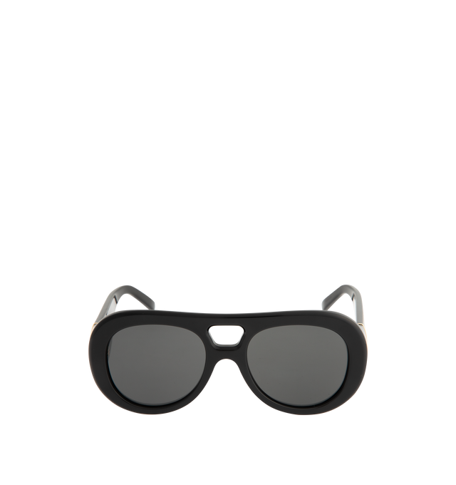 Image 1 of 3 - BLACK - GIVENCHY Bold Sunglasses featuring aviator-style acetate-frame sunglasses, gray lenses, integrated nose pads, double bridge and logo engraved at temples. 100% UVA/UVB protection. Acetate. Made in Italy.