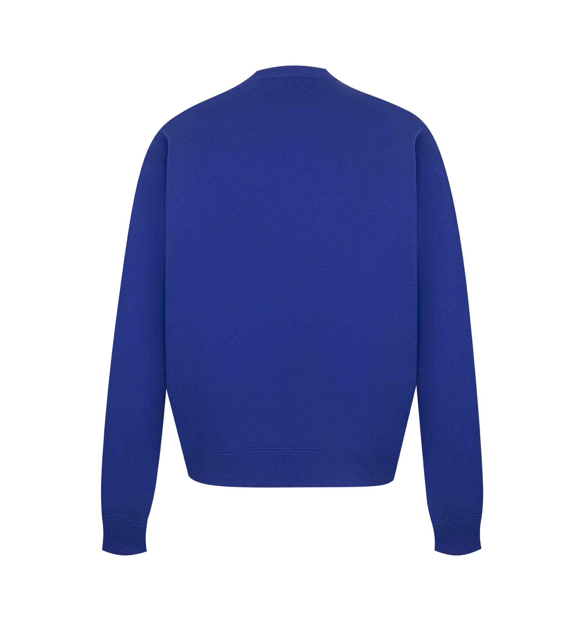 Image 2 of 3 - BLUE - Jil Sander Men's Cotton Terry Crew-Neck Sweatshirt is crafted from lightweight cotton terry and features a relaxed-fit silhouette with slightly dropped shoulders. Designed with a ribbed crew neck, hem and cuffs, and a vertical printed Jil Sander logo that reflects the brand's clean, modern aesthetic. Main Material: 100% Cotton. Made in Italy.