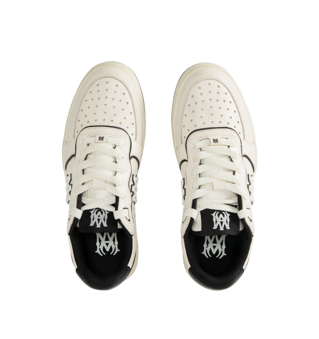 Image 5 of 5 - WHITE - AMIRI Newport Sneaker featuring smooth leather with a signature star perforation on the toe, logo detail on the sidewall, lace-up fastening and round-toe.