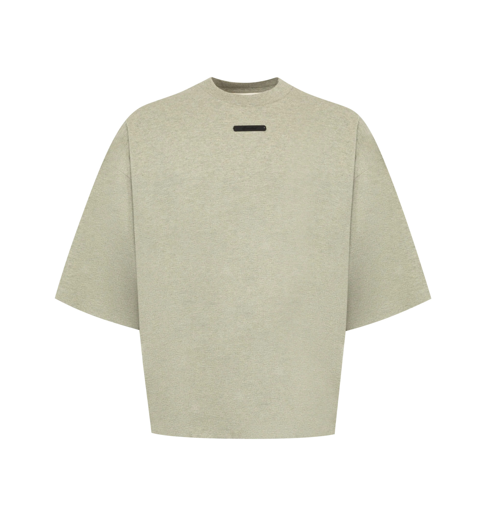 Image 1 of 2 - NEUTRAL - The Fear Of God Men's Merch Tee is crafted from 100% cotton jersey and designed in a boxy, relaxed fit with dropped shoulders and 3/4-length sleeves. Details include a rib-knit collar and Essentials signature label at the center front.